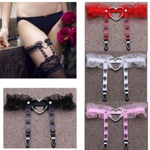 NWT Tulle Spike Stud Heart Ruffled Garter